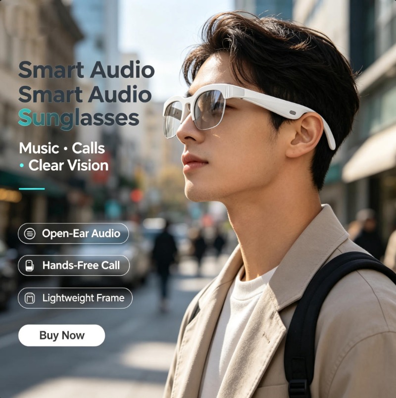 Audio Music For Video - Open‑Ear Smart Audio Sunglasses Bluetooth 5.3