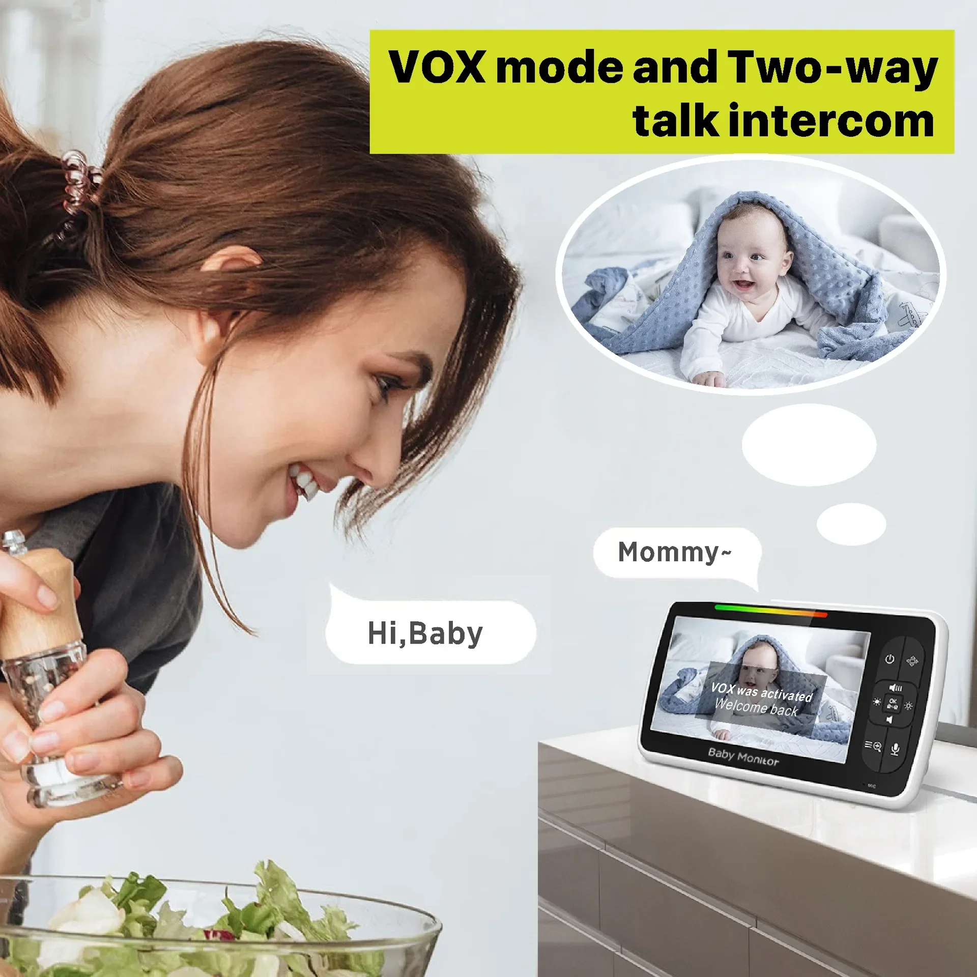 5.0 Inch Video Baby Monitor Wi - Audio Music For Video 评论和价格