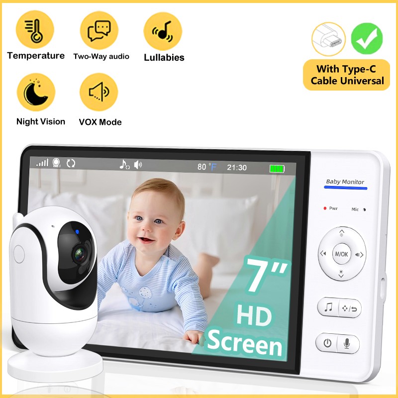 No WiFi 7 Inch Baby Monitor 2- - Audio Music For Video 评论和价格