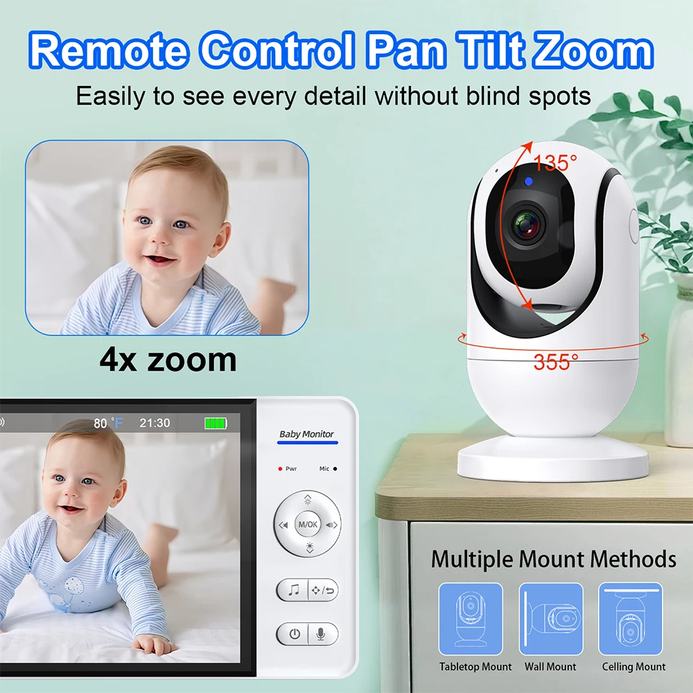 No WiFi 7 Inch Baby Monitor 2- - Audio Music For Video 评论和价格