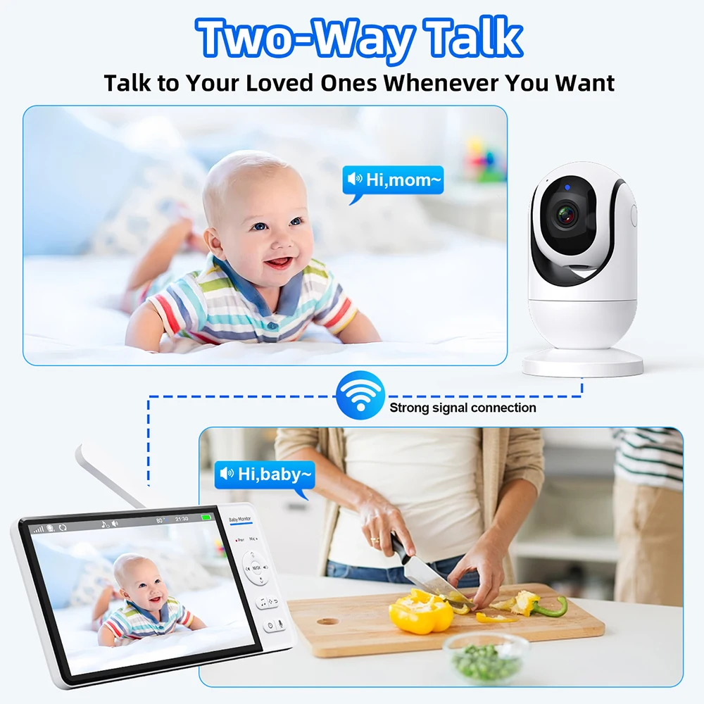 No WiFi 7 Inch Baby Monitor 2- - Audio Music For Video 评论和价格