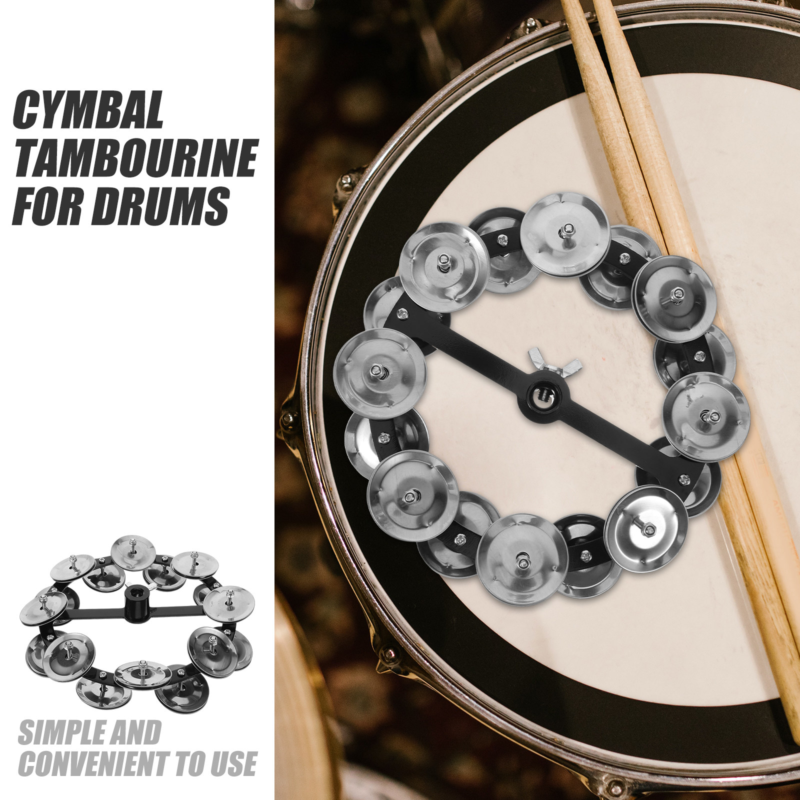 Drum Set Hi-Hat Tambourine Dou - Cymbal Hi Hat 评论和价格