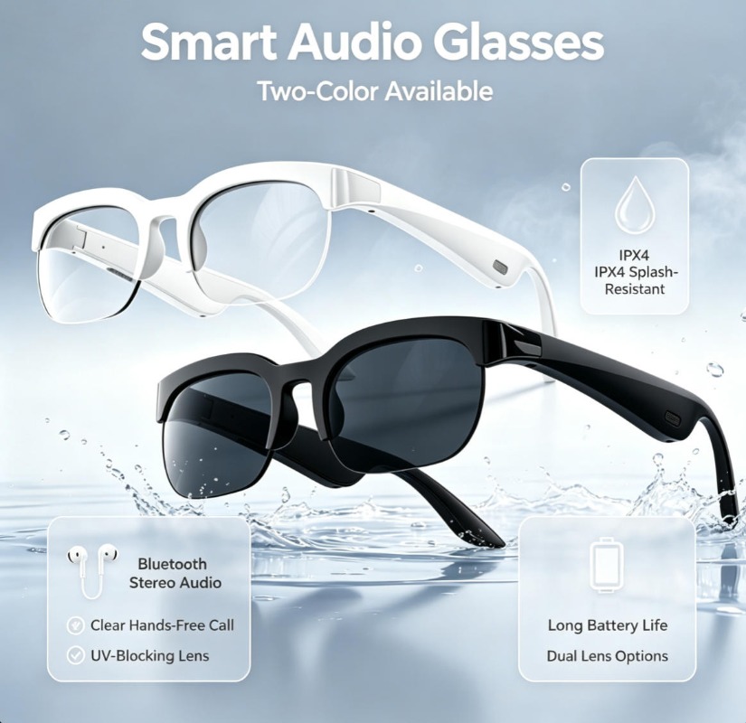 2 Colors Smart Audio Glasses B - Audio Music For Video 评论和价格